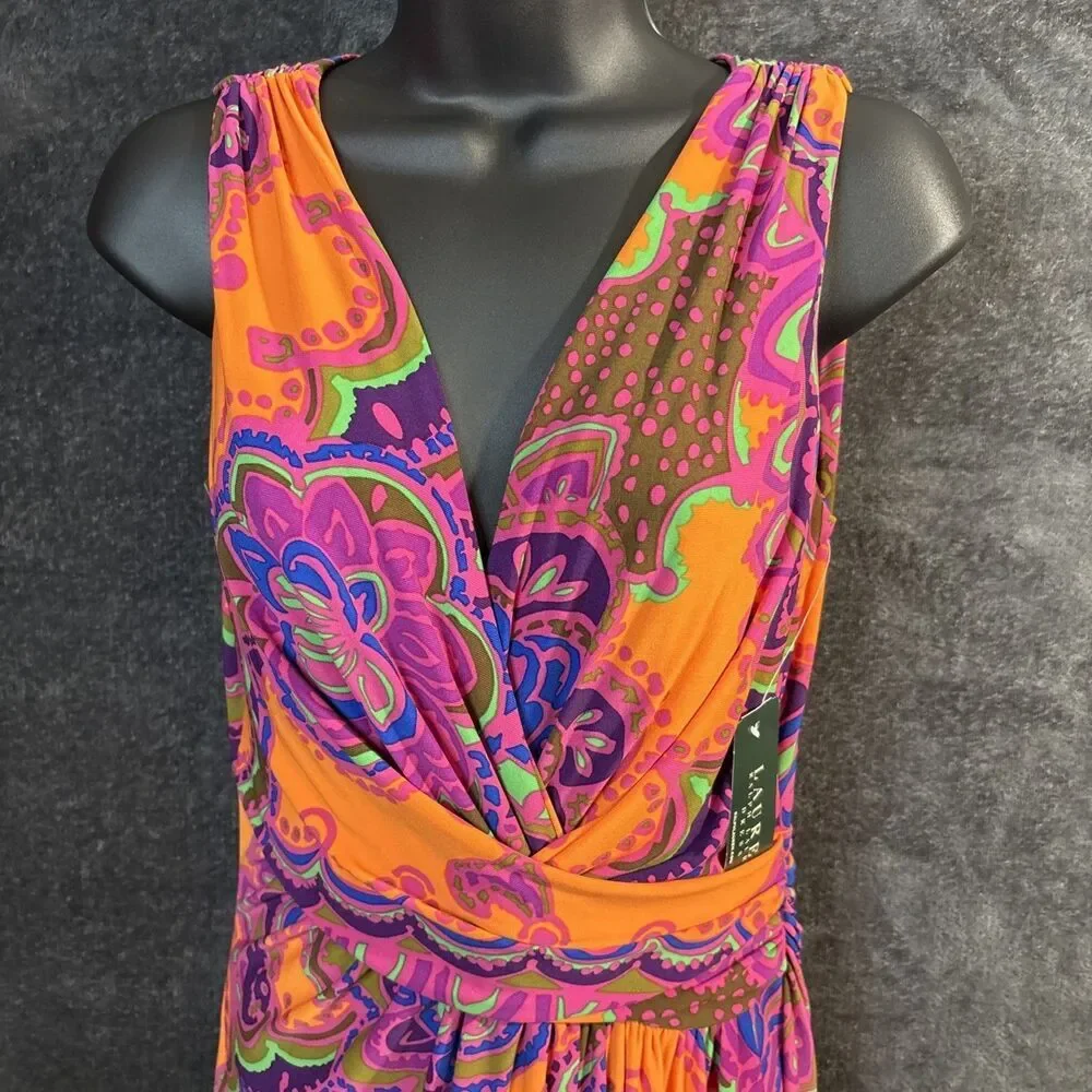 LAUREN RALPH LAUREN MULTICOLOR ABSTRACT PRINT DRESS SZ 6 NWT - Picture 4 of 15